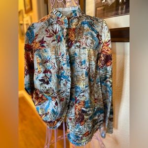 Great pattern and fabric open front, unlined jacket by Additions/ Chico’s. EUC.